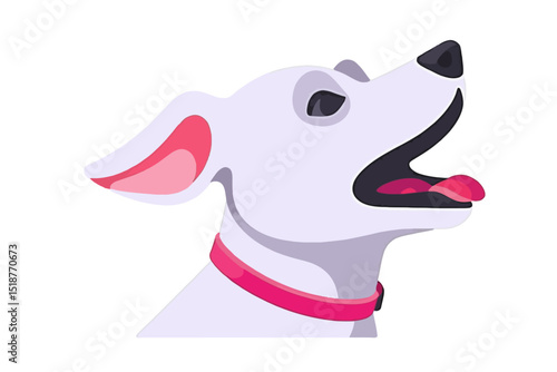 Cartoon Dog Illustration - Cute White Dog with Pink Collar - Happy Pet Graphic for Kids and Dog Lovers - Animated Canine Character Image