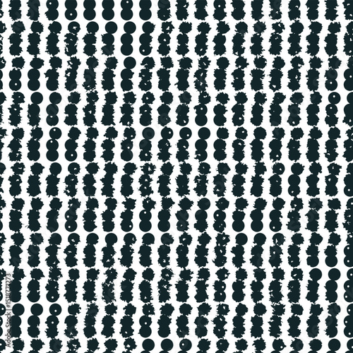 Large dots with holes and dense mass form the background. Partially objects are covered with noise.