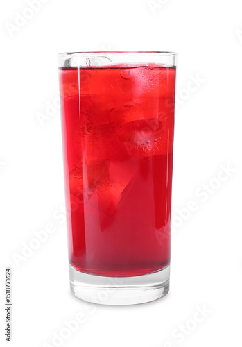 Wallpaper Mural Delicious hibiscus tea with ice cubes in glass isolated on white Torontodigital.ca