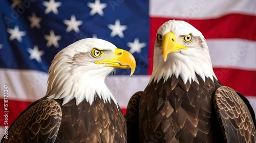Bald eagles american flag