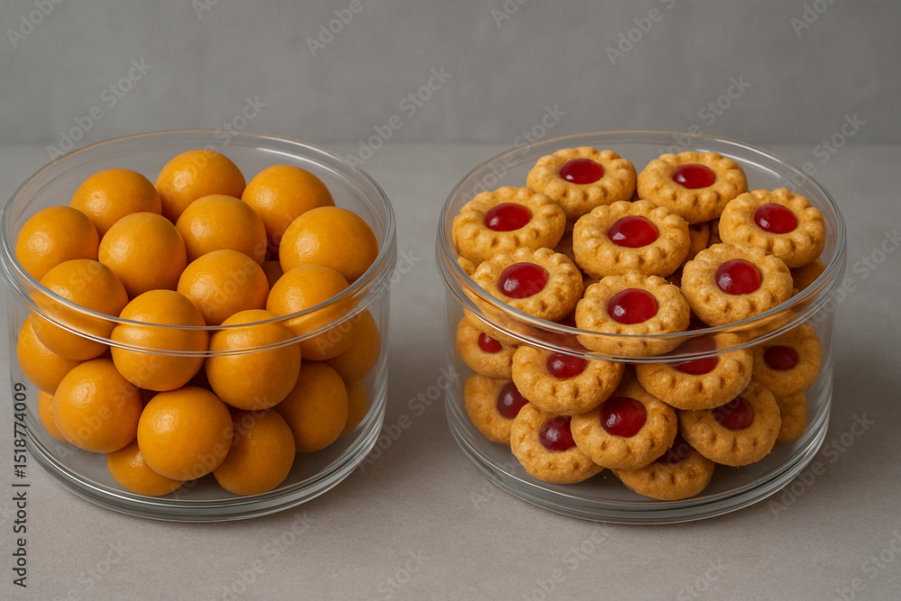 Close-up of nastar in a clear container. Perfect for bakery displays, holiday foods, and celebration themes Close-up of nastar in a clear container. Perfect for bakery displays, holiday foods, and celebration themes