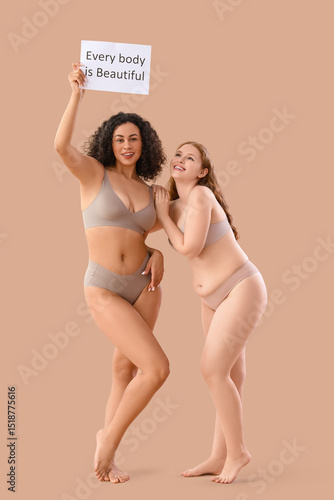 Young women in underwear ho...