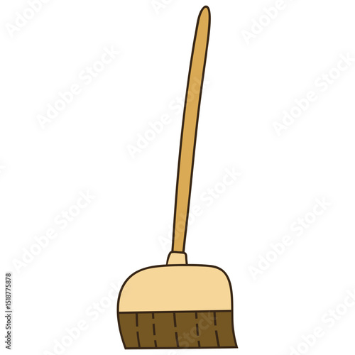 wooden broom vector illustration