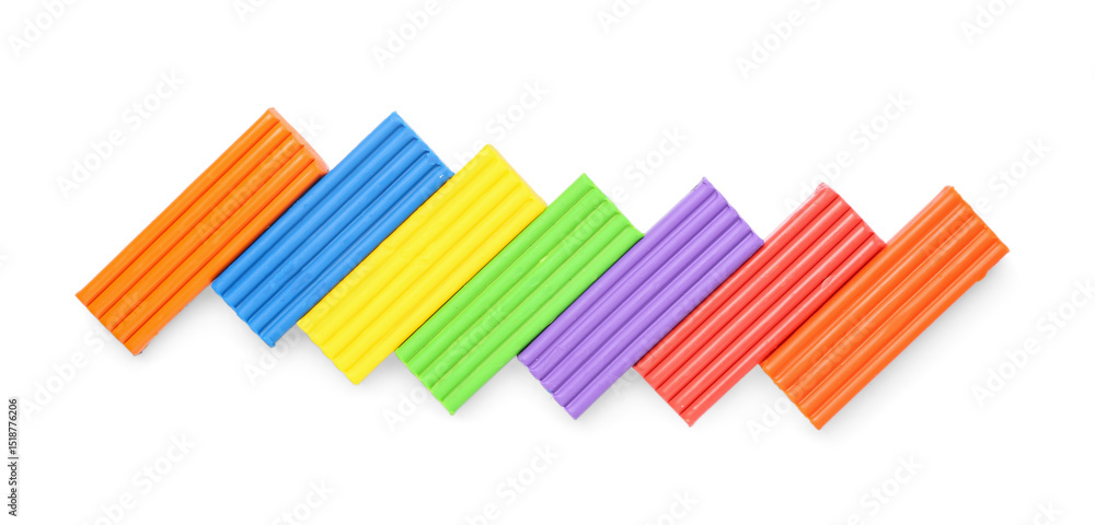 Fototapeta premium Many colorful plasticine on white background