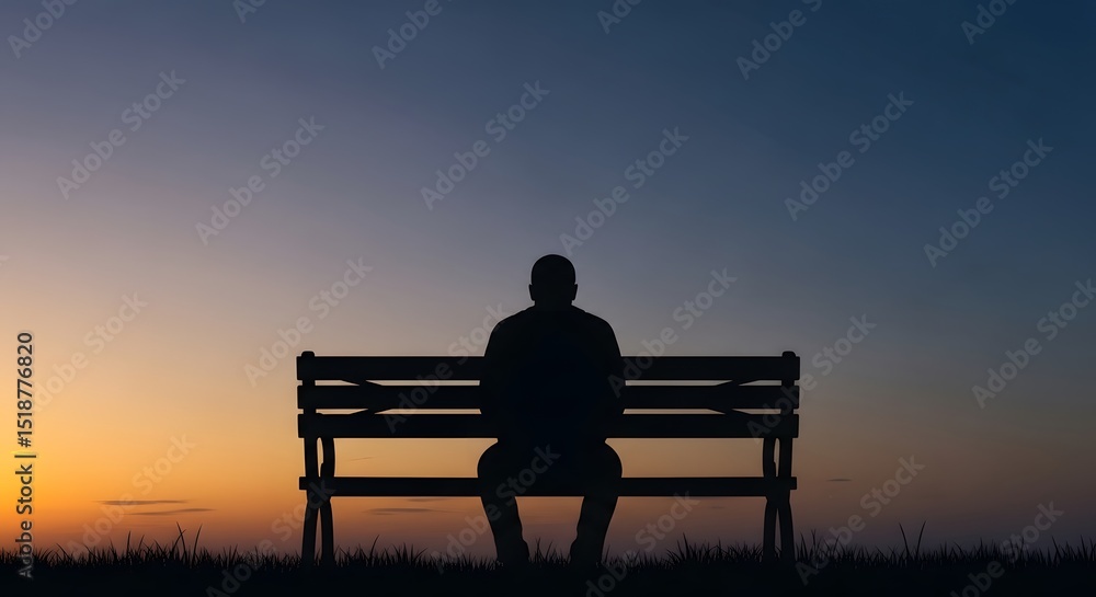 Silhouette of Person on Bench at Sunset Silhouette of Person on Bench at Sunset