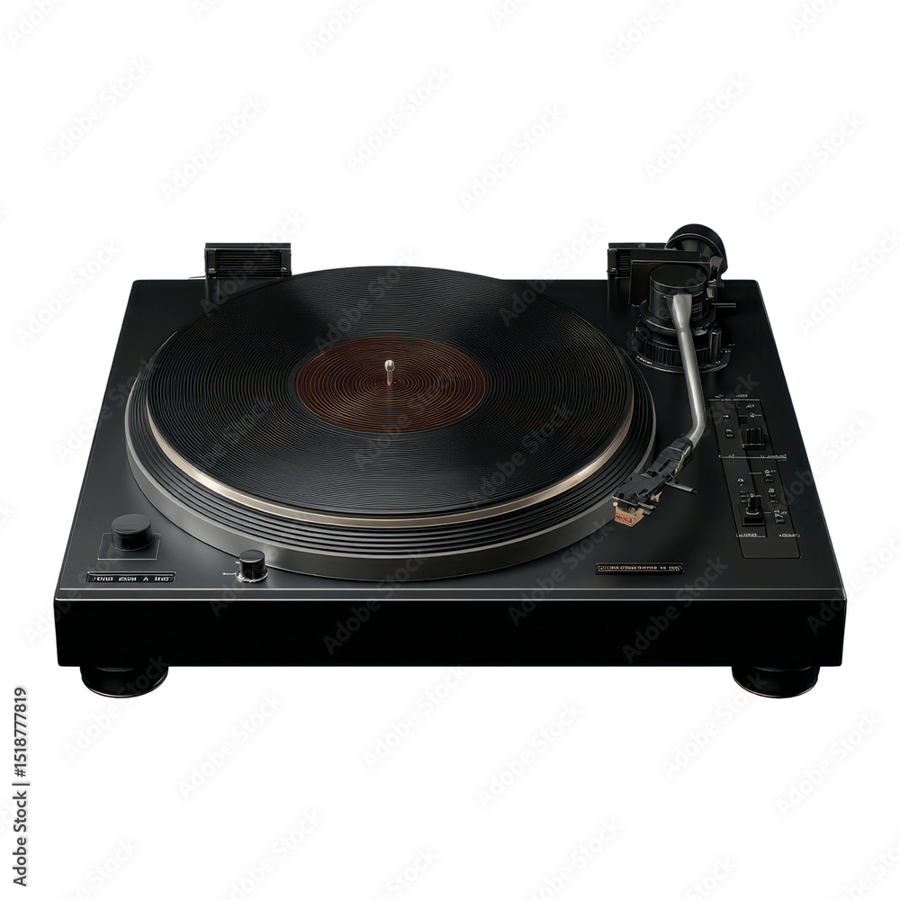 Fototapeta premium High-Fidelity Turntable with Vinyl Record - Close-up Studio Shot