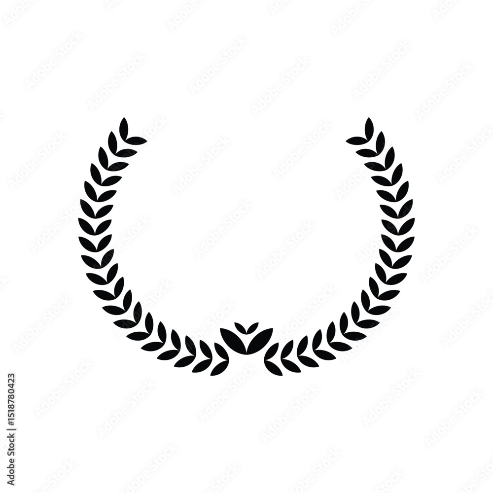 Black Laurel Wreath Emblem Victory Symbol Vector Black Laurel Wreath Emblem Victory Symbol Vector