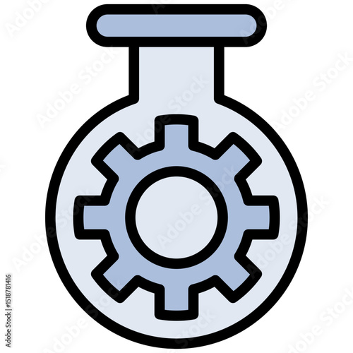 Gear Flask Outline Flat Design Icon, Flat Design Style Icon Symbol