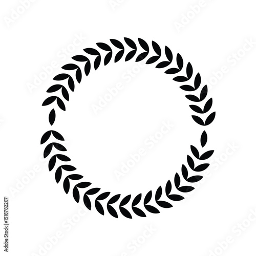 Black Laurel Circle Vector Wreath Award Symbol Vector.