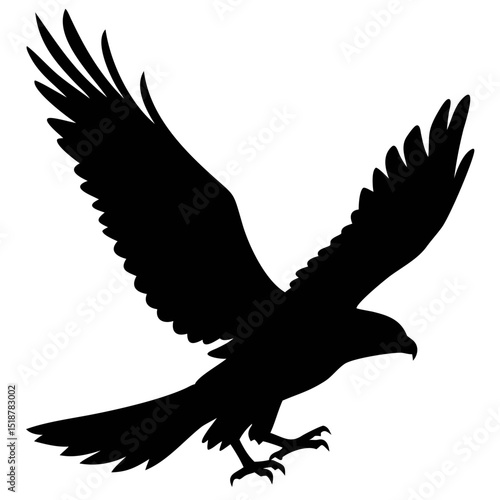 Silhouette of a Flying Eagle Soaring Against a Minimalist Flat Background in Daylight