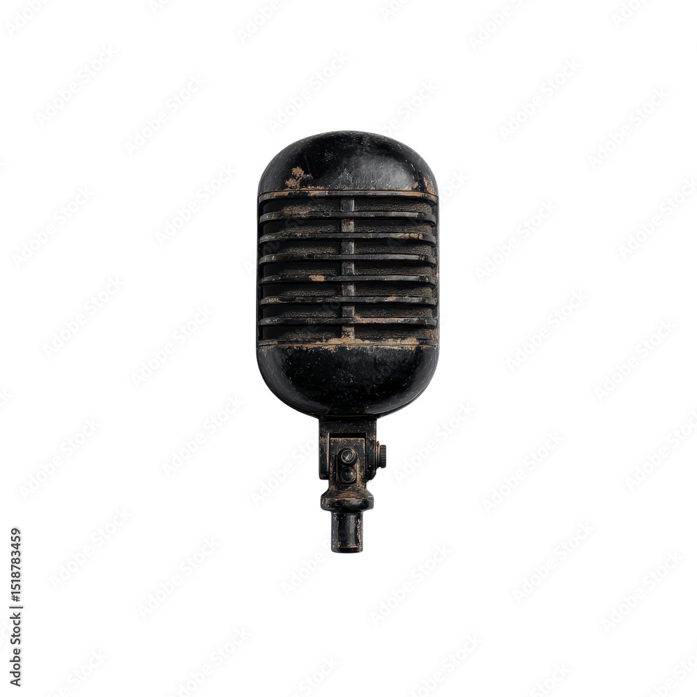 Fototapeta premium Vintage Dusty Microphone, Retro Audio Equipment, Broadcast Studio Relic