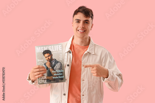 Handsome young man pointing...