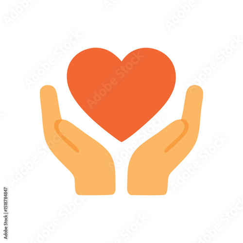 Symbolic representation of care, support, and love with hands and a heart icon