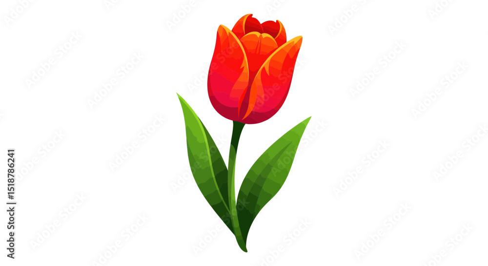 Red Tulip Illustration: A vibrant red tulip, rendered in a painterly style, stands tall against a white background, its petals and leaves showcasing a rich blend of color and texture. Red Tulip Illustration: A vibrant red tulip, rendered in a painterly style, stands tall against a white background, its petals and leaves showcasing a rich blend of color and texture.