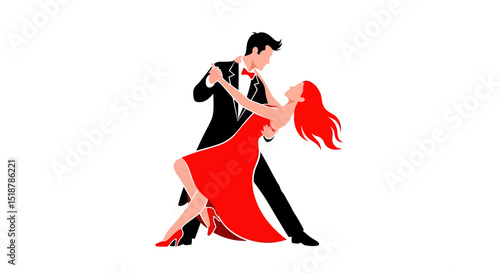 Passionate Dance: A gracefully posed couple, locked in a Tango embrace, dances together to the rhythm of love. The Tango's raw sensuality and captivating story is evident.