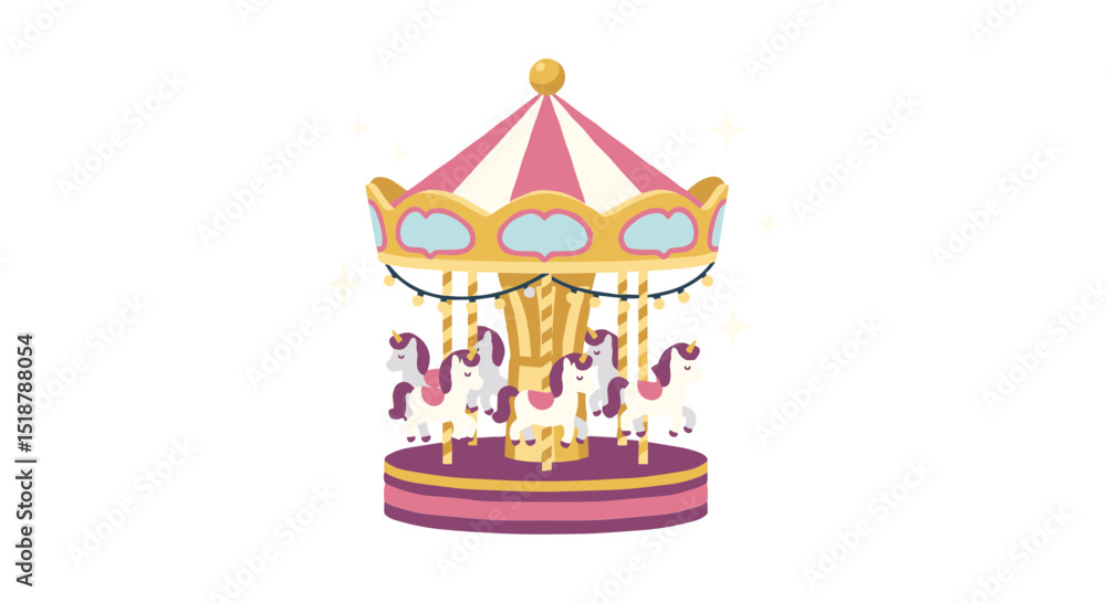 Carousel with unicorns amusement ride fun fair Carousel with unicorns amusement ride fun fair
