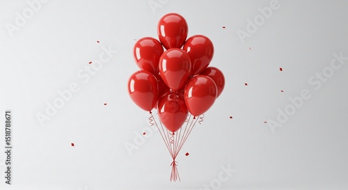 Red Balloons Floating on a White Background