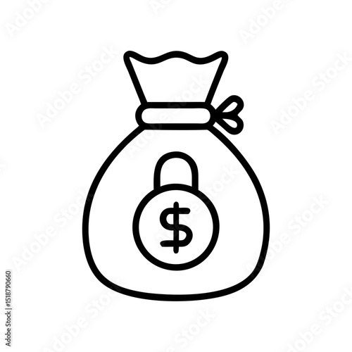 Secured money bag icon illustration