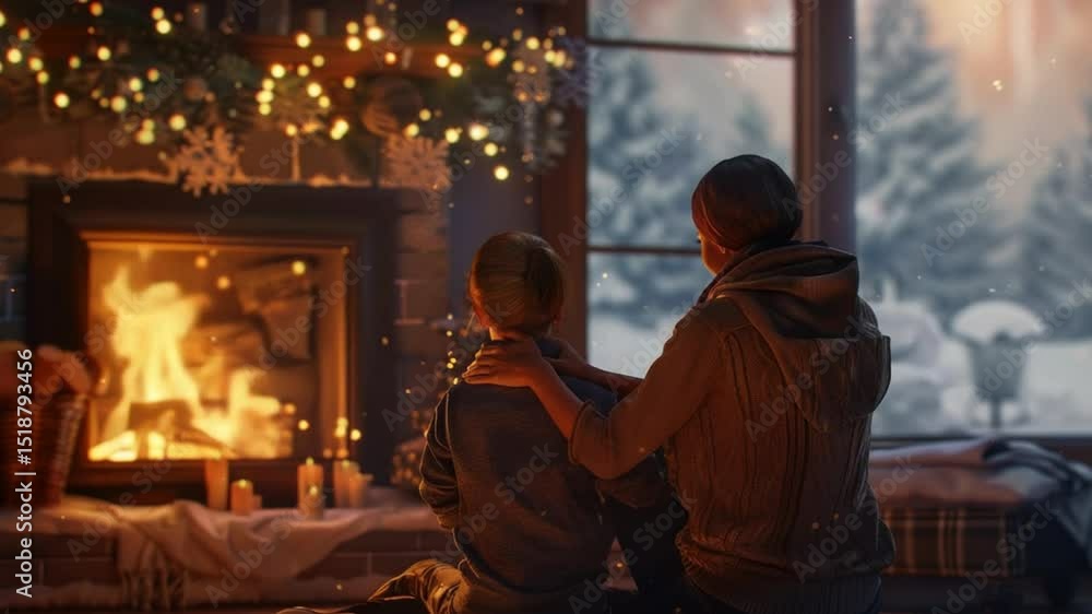 Sitting By the Fireplace with family 4K Videos Sitting By the Fireplace with family 4K Videos