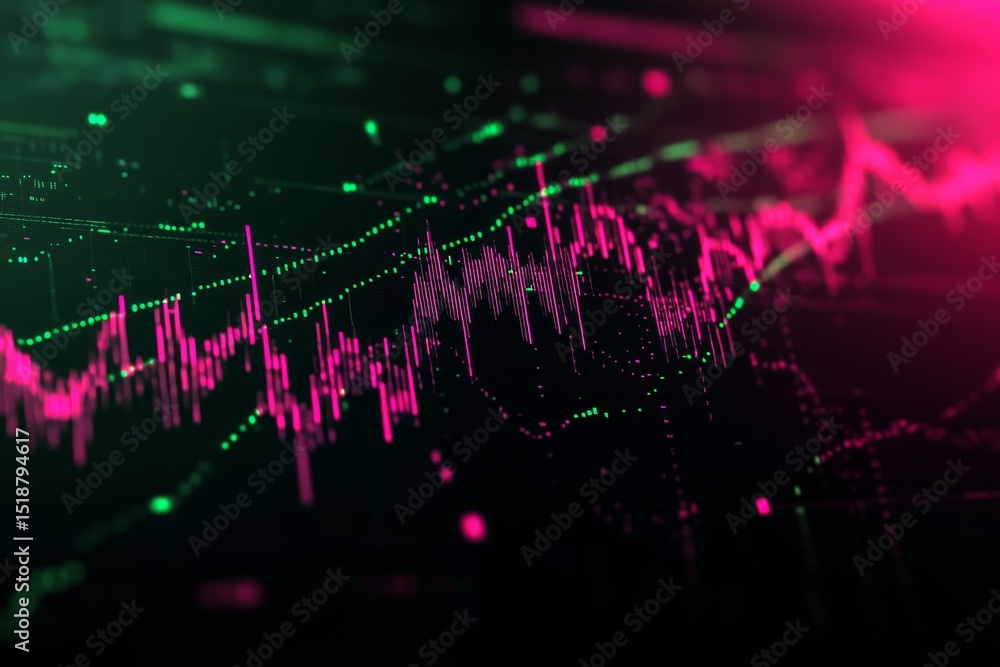 Fototapeta premium Abstract graphic of financial data displayed on a screen.