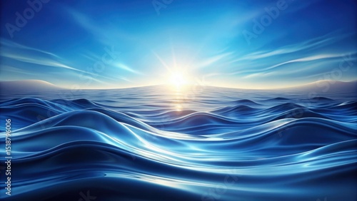 Serene Ocean Waves at Sunrise A Tranquil Seascape of Blue Water and Sky