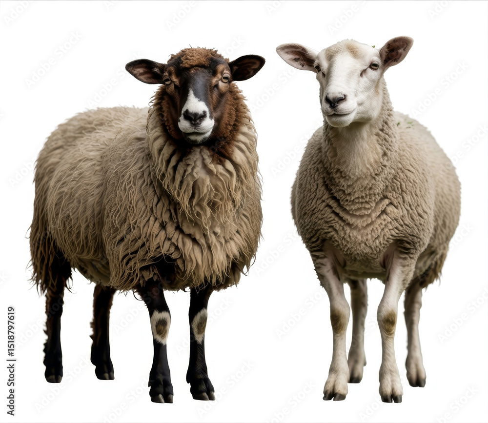 Pair of Sheep on a White Background Pair of Sheep on a White Background