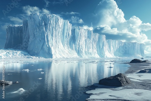 Stunning Arctic Glacier and Iceberg Reflection. A Remote Polar Landscape