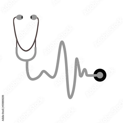 Illustration of a stethoscope and a heartbeat indicating a heart problem
