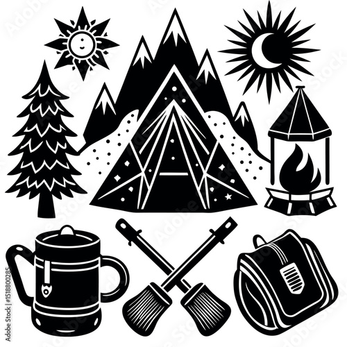 Camping Adventure Mountains, Stars, and Campfire Nights