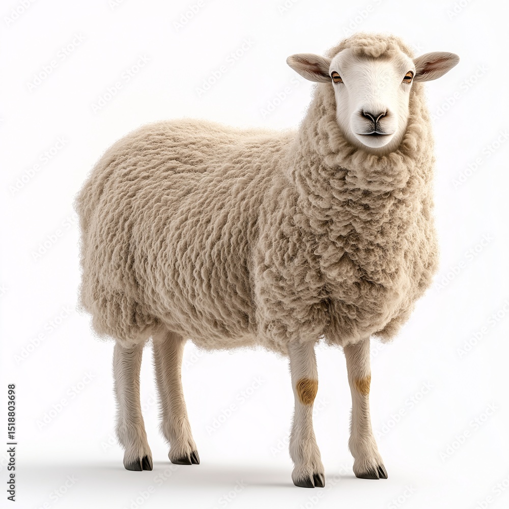 Fluffy and Woolly Sheep in Pasture. Sustainable Farming and Wool Production in Rural Agriculture Fluffy and Woolly Sheep in Pasture. Sustainable Farming and Wool Production in Rural Agriculture
