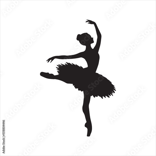 Elegant Ballerina Dancer Silhouette Icon – Classical Ballet Pose Vector