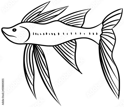 Tripod Spiderfish Vector Outline Line Art Drawing