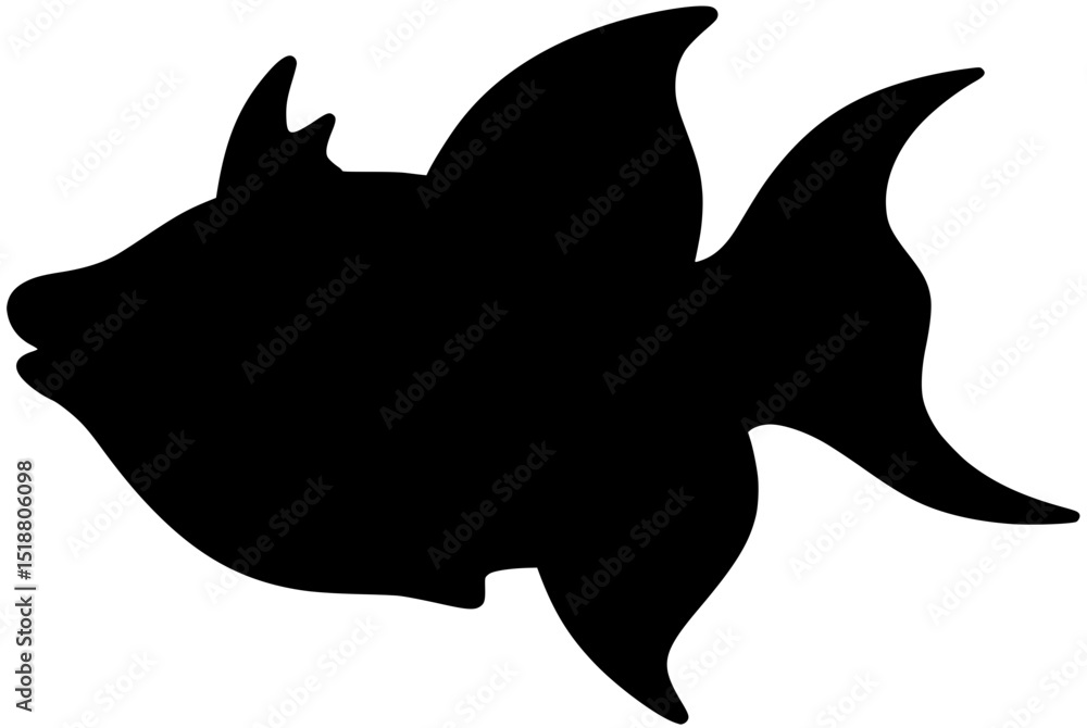 Obraz premium Queen Triggerfish Silhouette Vector Shadow Illustration