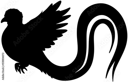 Quetzal Bird Silhouette Vector Shadow Illustration
