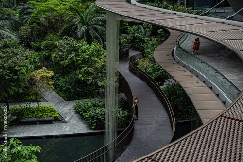 Photography Female Traveler in Modern Eco Garden, Singapore