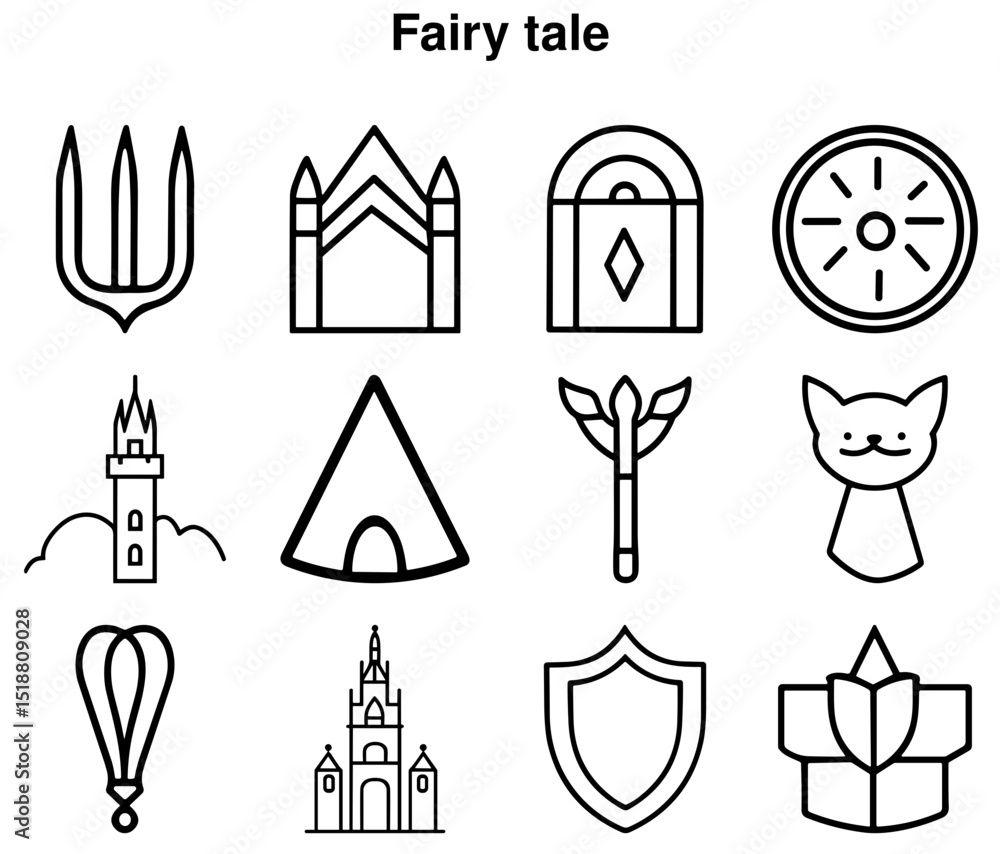 Fototapeta premium 3D Fairy Tale Icon Set: Fantasy Symbols & Magical Elements