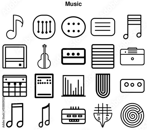 3D Music Icon Set: Notes, Sound Waves & Audio Devices
