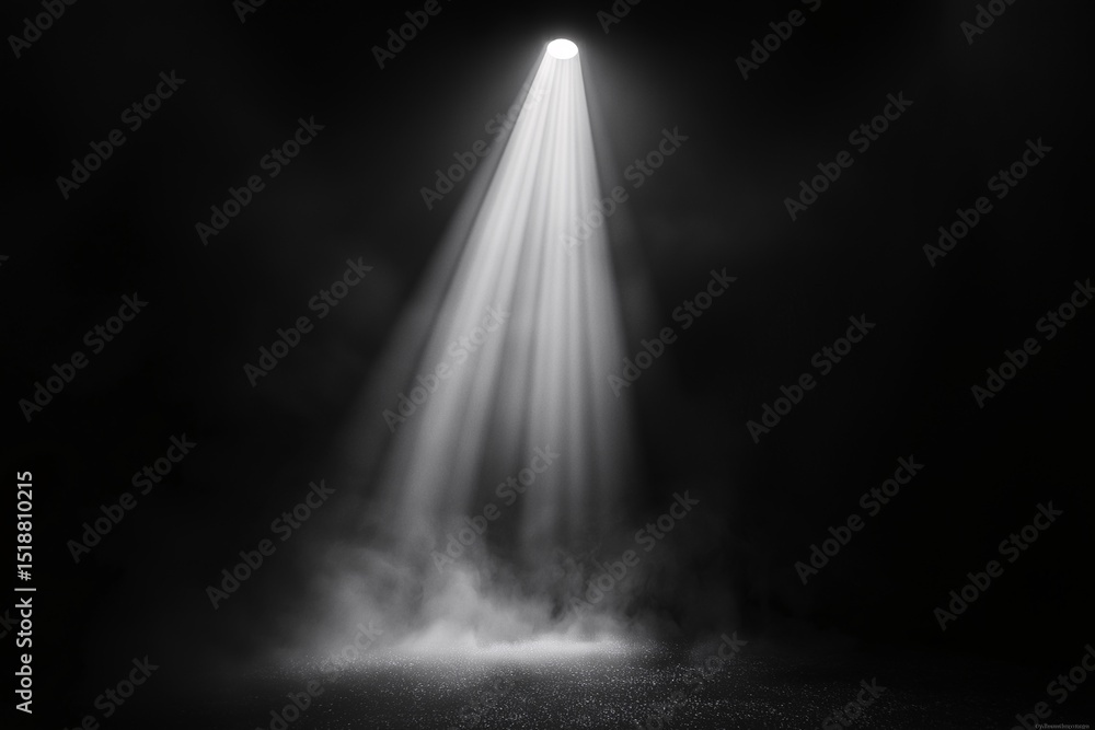Dramatic Spotlight with Smoke. Artistic Illumination Creates Mystical Ambiance on Theater Stage Dramatic Spotlight with Smoke. Artistic Illumination Creates Mystical Ambiance on Theater Stage