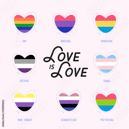Corazones Ilustrados Banderas Orgullo LGBT