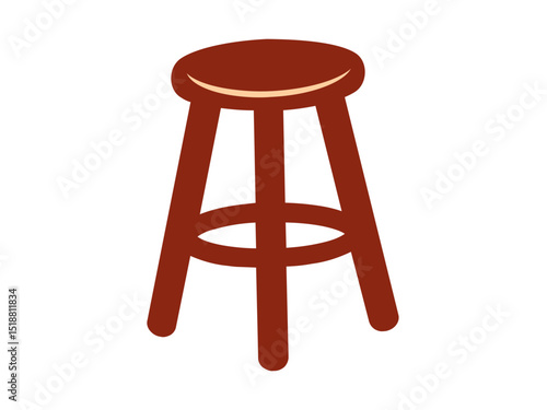 wooden stool chair isolated on white