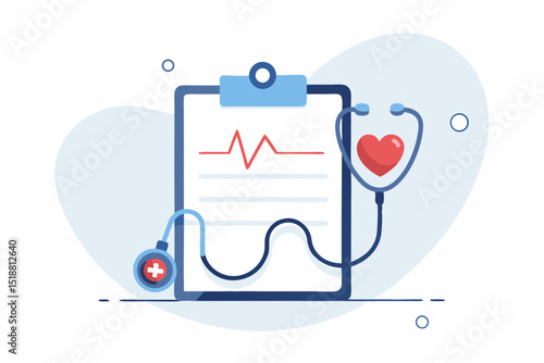 stethoscope wrapped around medical report