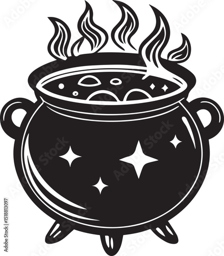 witch cauldron poison brew vector illustration, witch cauldron poison brew logo vector, brew on a white background