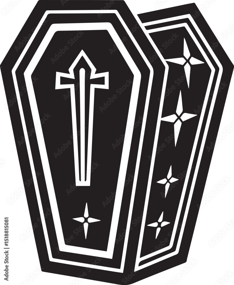 Fototapeta premium a coffin vector illustration, coffin logo vector, coffin on a white background