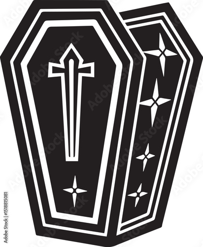 a coffin vector illustration, coffin logo vector, coffin on a white background