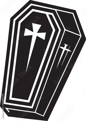 a coffin vector illustration, coffin logo vector, coffin on a white background