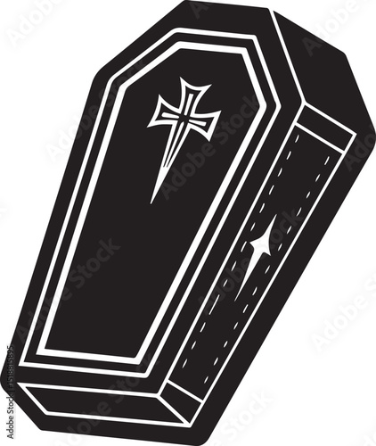 a coffin vector illustration, coffin logo vector, coffin on a white background