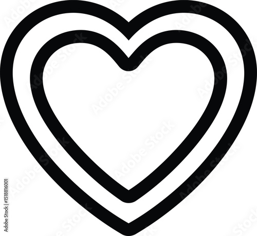 Double outline of a heart shape in black vector illustration