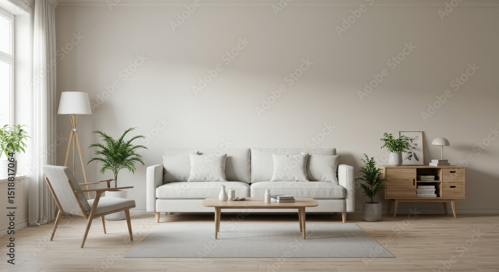 Fototapeta premium Minimalist Scandinavian Living Room Design Ideas & Inspiration