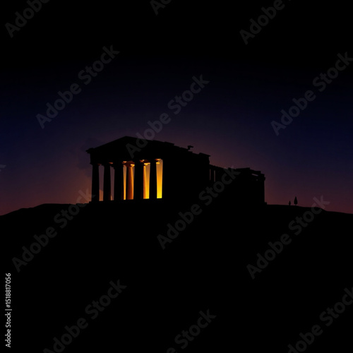 Acropolis athens greece ancient architecture historical landmark parthenon temple ruins travel destination at night