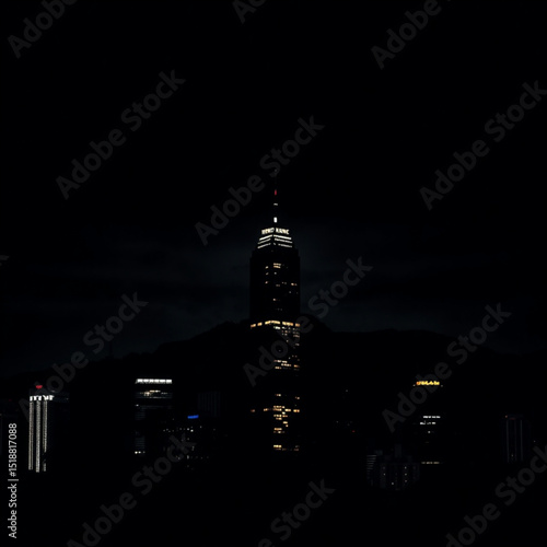 Night cityscape photography of hong kong skyline with skyscrapers and city lights at night time view of asia city